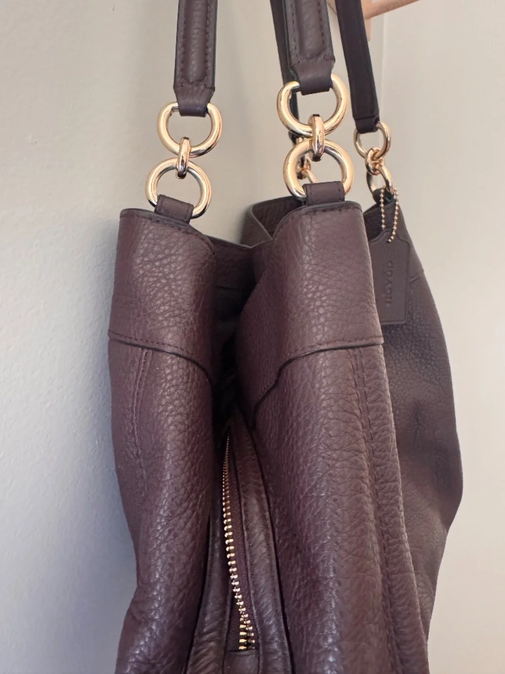 Coach Lexy Pebbled Leather Shoulder Bag Brown F57545